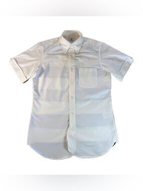 Brooks Brothers Black Fleece White Oxford SS Shirt Bold Stripe BB2 Medium